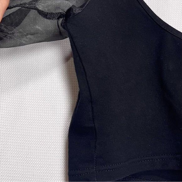 🌸 4/$20 Goth Sheer Puff Sleeve black crop top small - Picture 4 of 5